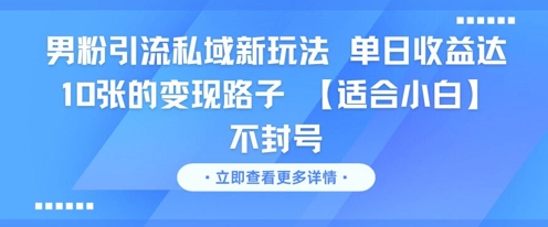 男粉引流私域新玩法，单日收益达10张的变现路子 【适合小白】不封号_抖汇吧