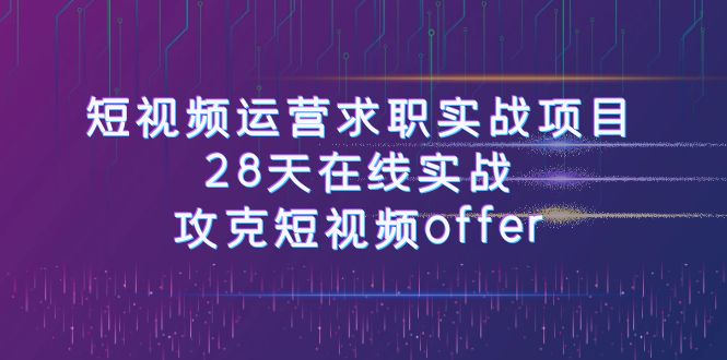短视频运-营求职实战项目，28天在线实战，攻克短视频offer（46节课）_抖汇吧