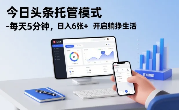 今日头条托管模式，每天5分钟，日入6张+，开启躺挣生活【揭秘】_抖汇吧
