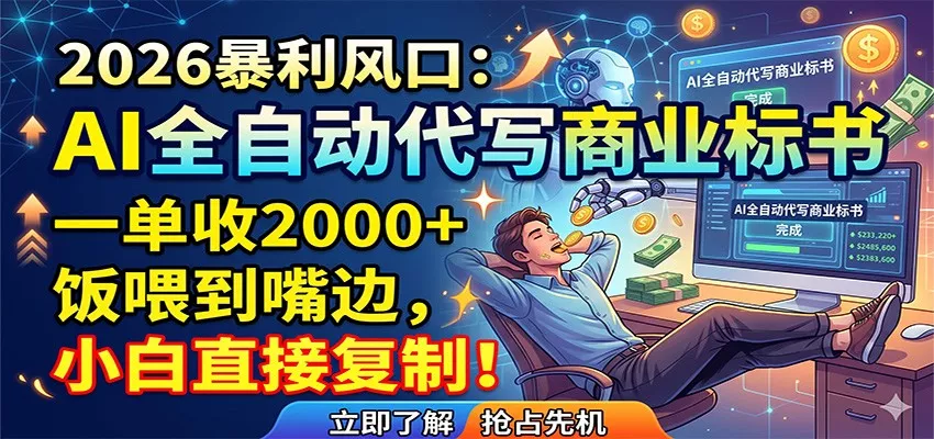 AI全自动代写商业标书，一单收2000+，饭喂到嘴边，小白直接复制_抖汇吧