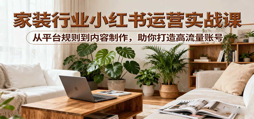 小红书家装行业运营实战课：从平台规则到内容制作，助你打造高流量账号_抖汇吧