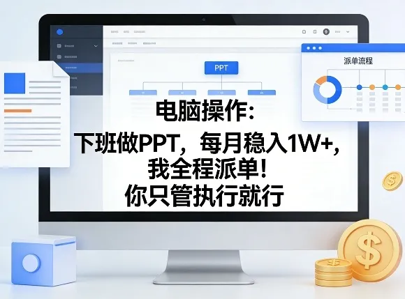 电脑操作:下班做PPT,每月稳入1W+,我全程派单!你只管执行就行【揭秘】_抖汇吧
