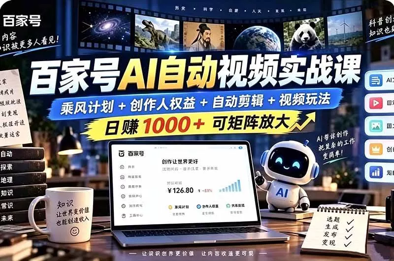 （21204期）百家号自动矩阵玩法，长期可以做的项目，日入1k+，真正的睡后收入_抖汇吧