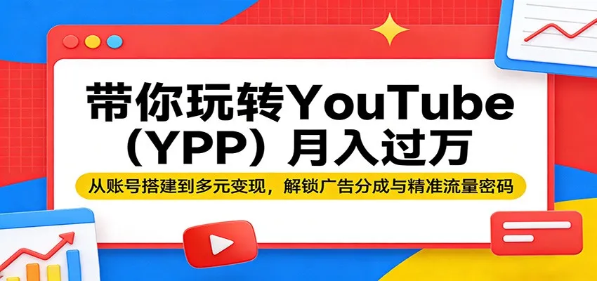 带你玩转YouTube(YPP)月入过万：从账号搭建到多元变现，解锁广告分成与精准流量密码_抖汇吧