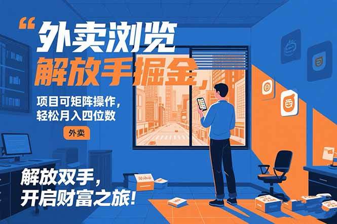 （15440期）外卖浏览掘金项目 可矩阵操作 轻松日入500+_抖汇吧