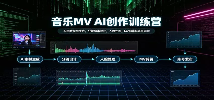 音乐MV AI创作训练营：AI图片视频生成，分镜脚本设计，人脸处理，MV制作与账号运营_抖汇吧