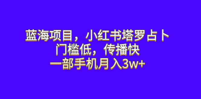 蓝海项目揭秘：小红书塔罗占卜，一部手机月入3w+，门槛低传播快！_抖汇吧