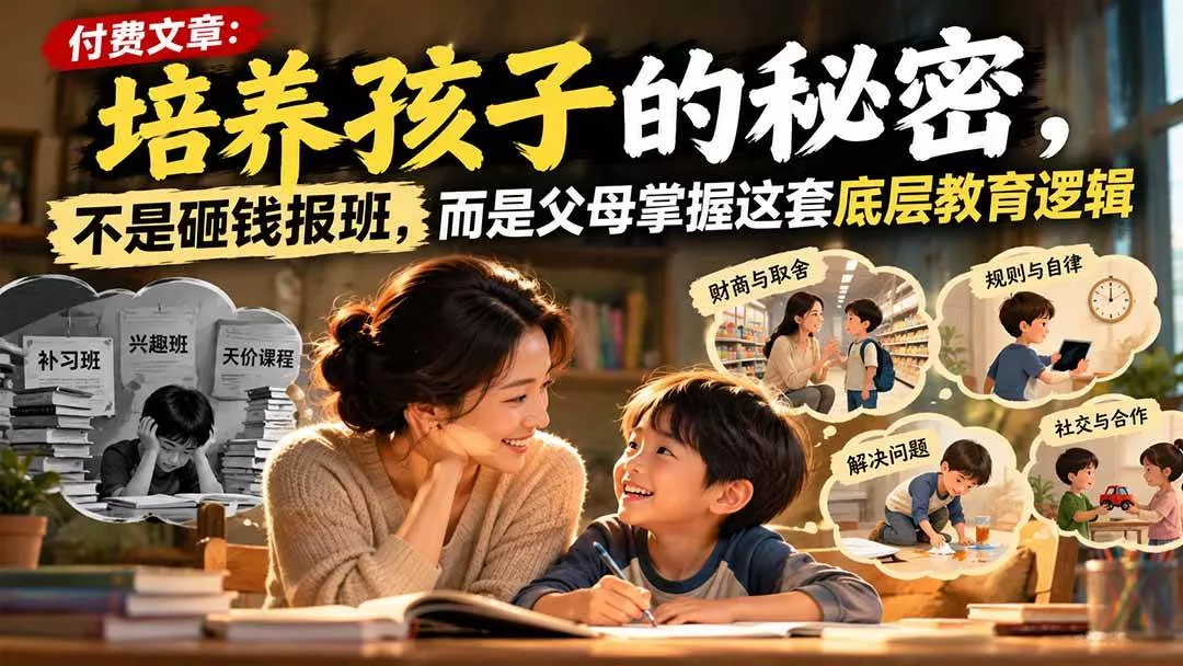 （21179期）付费文章：培养孩子的秘密，不是砸钱报班，而是父母掌握这套底层教育逻辑_抖汇吧