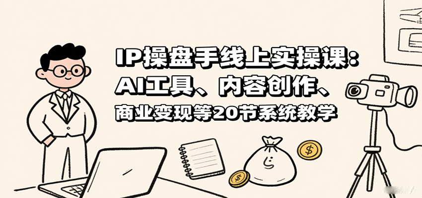 IP操盘手线上实操课：AI工具、内容创作、商业变现等20节系统教学_抖汇吧