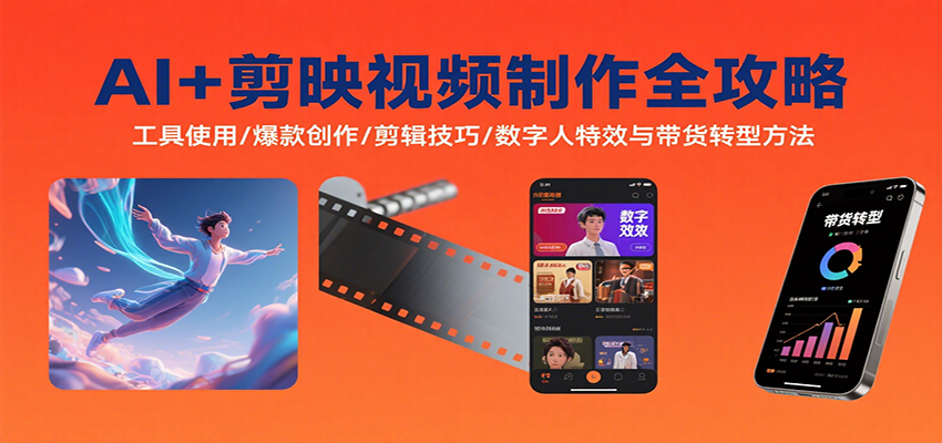 AI+剪映视频制作全攻略：工具使用/爆款创作/剪辑技巧/数字人特效与带货转型方法_抖汇吧