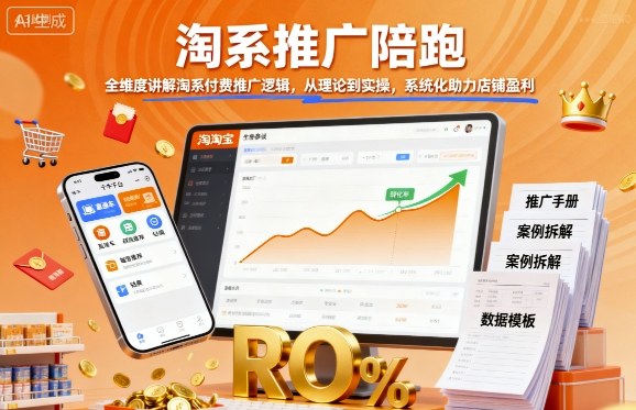 淘系推广陪跑，全维度讲解淘系付费推广逻辑，从理论到实操，系统化助力店铺盈利_抖汇吧