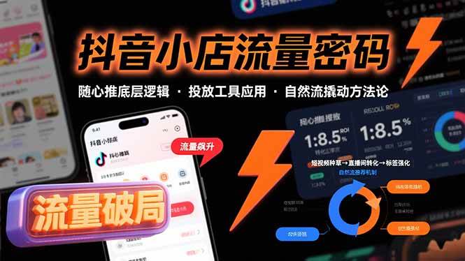 （15680期）抖音小店流量密码，随心推底层逻辑，投放工具应用，自然流撬动核心方法论_抖汇吧