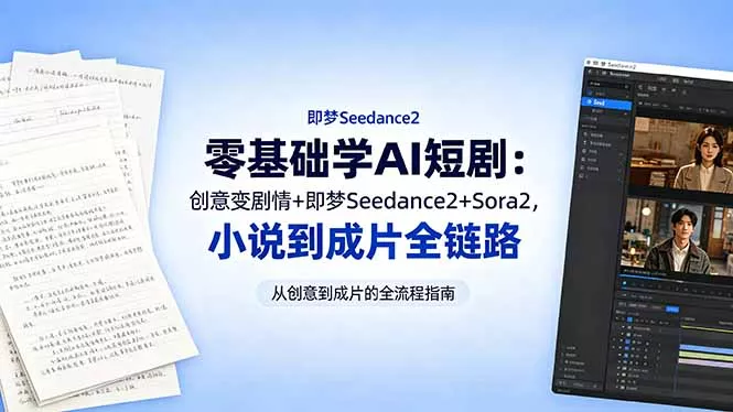 零基础学AI短剧：创意变剧情+即梦Seedance2+Sora2，小说到成片全链路_抖汇吧
