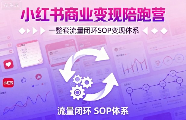 小红书商业变现陪跑营，轻IP矩阵 私域获客 聚光投流，一整套流量闭环SOP变现体系_抖汇吧