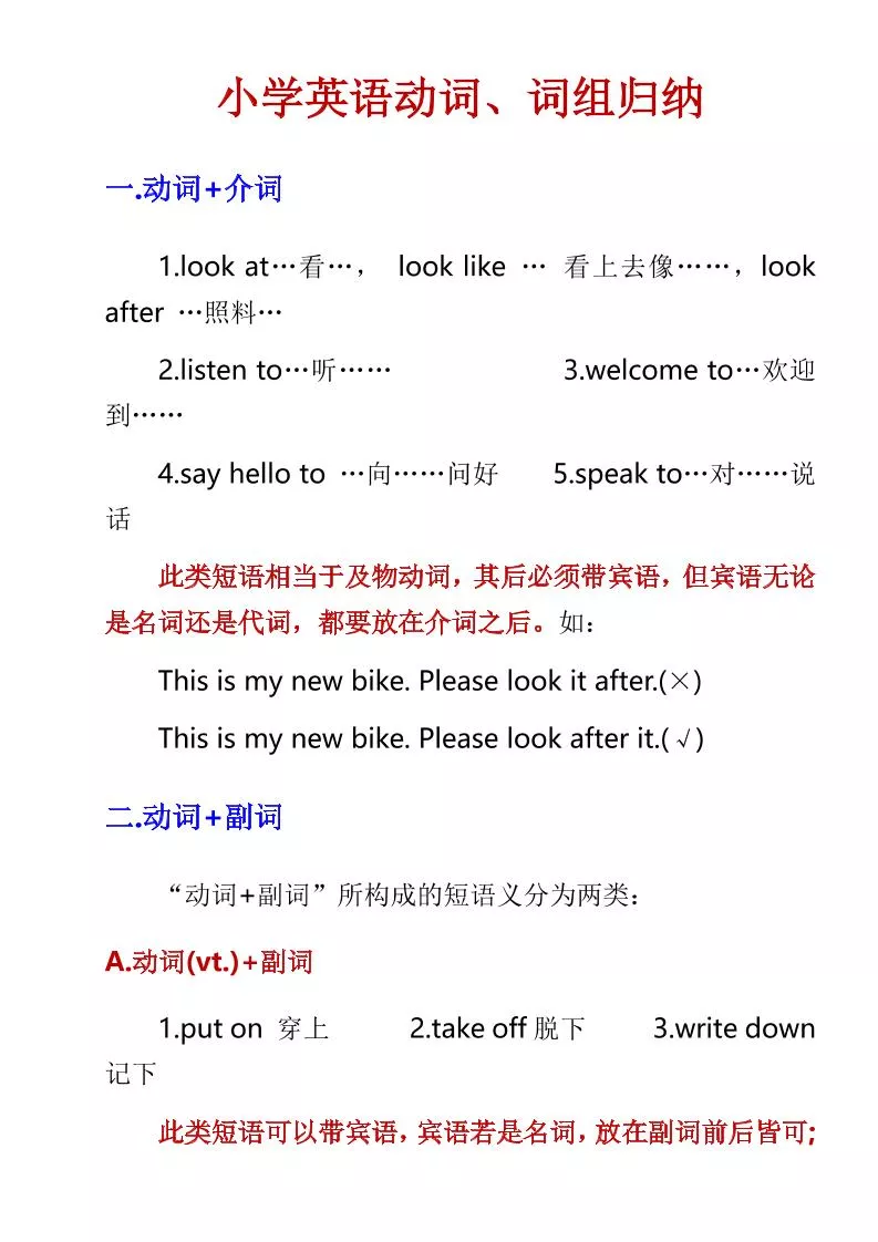 六年级下英语小学动词、词组归纳