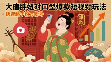 大唐胖妞对口型爆款短视频玩法，快速起千粉万粉号_抖汇吧