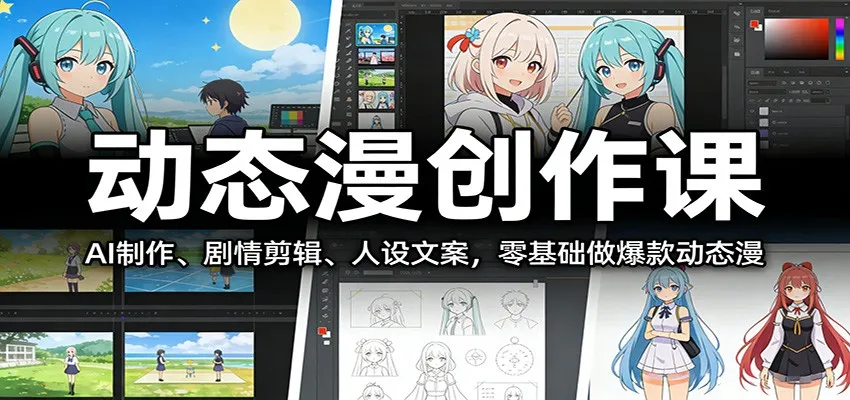 动态漫创作课：AI制作、剧情剪辑、人设文案，零基础做爆款动态漫_抖汇吧