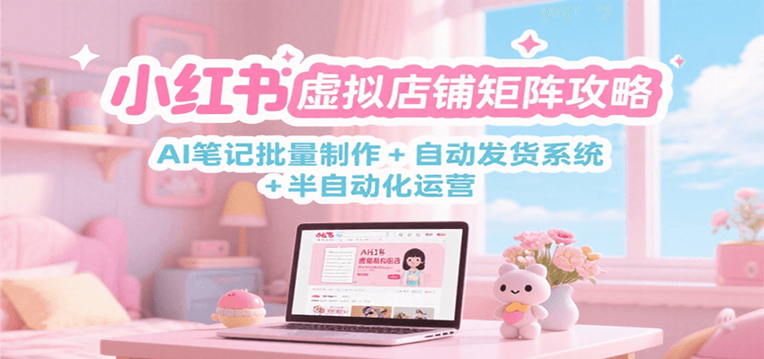 小红书虚拟店铺矩阵攻略：AI笔记批量制作 + 自动发货系统 + 半自动化运营_抖汇吧