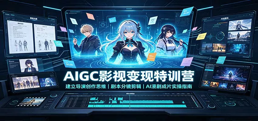 AIGC影视变现特训营：建立导演创作思维，剧本分镜剪辑，AI漫剧成片实操指南_抖汇吧