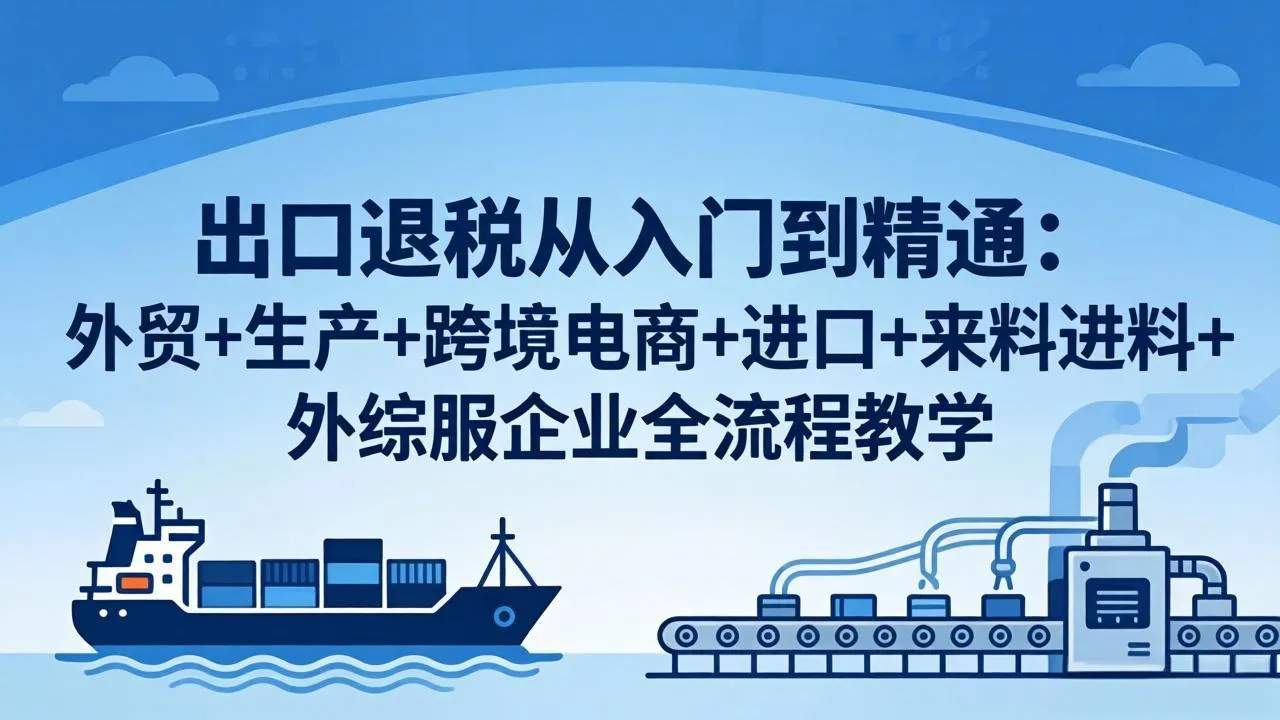 出口退税从入门到精通：外贸+生产+跨境电商+进口+来料进料+外综服企业全流程教学_抖汇吧