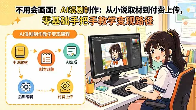 不用会画画！AI漫剧制作：从小说取材到付费上传，零基础手把手教学变现路径_抖汇吧