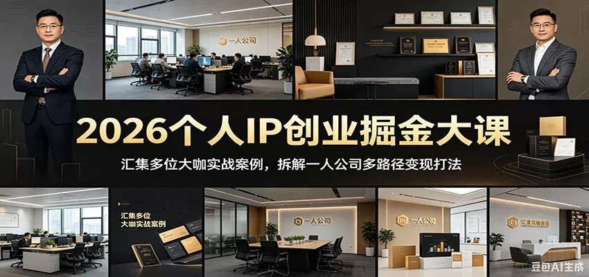 2026个人IP创业掘金大课：汇集多位大咖实战案例，拆解一人公司多路径变现打法_抖汇吧