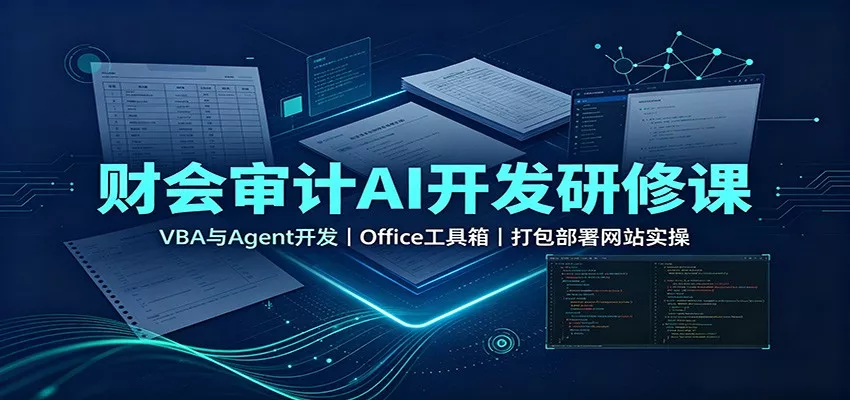 财会审计AI开发研修课：VBA与Agent开发，Office工具箱，打包部署网站实操_抖汇吧