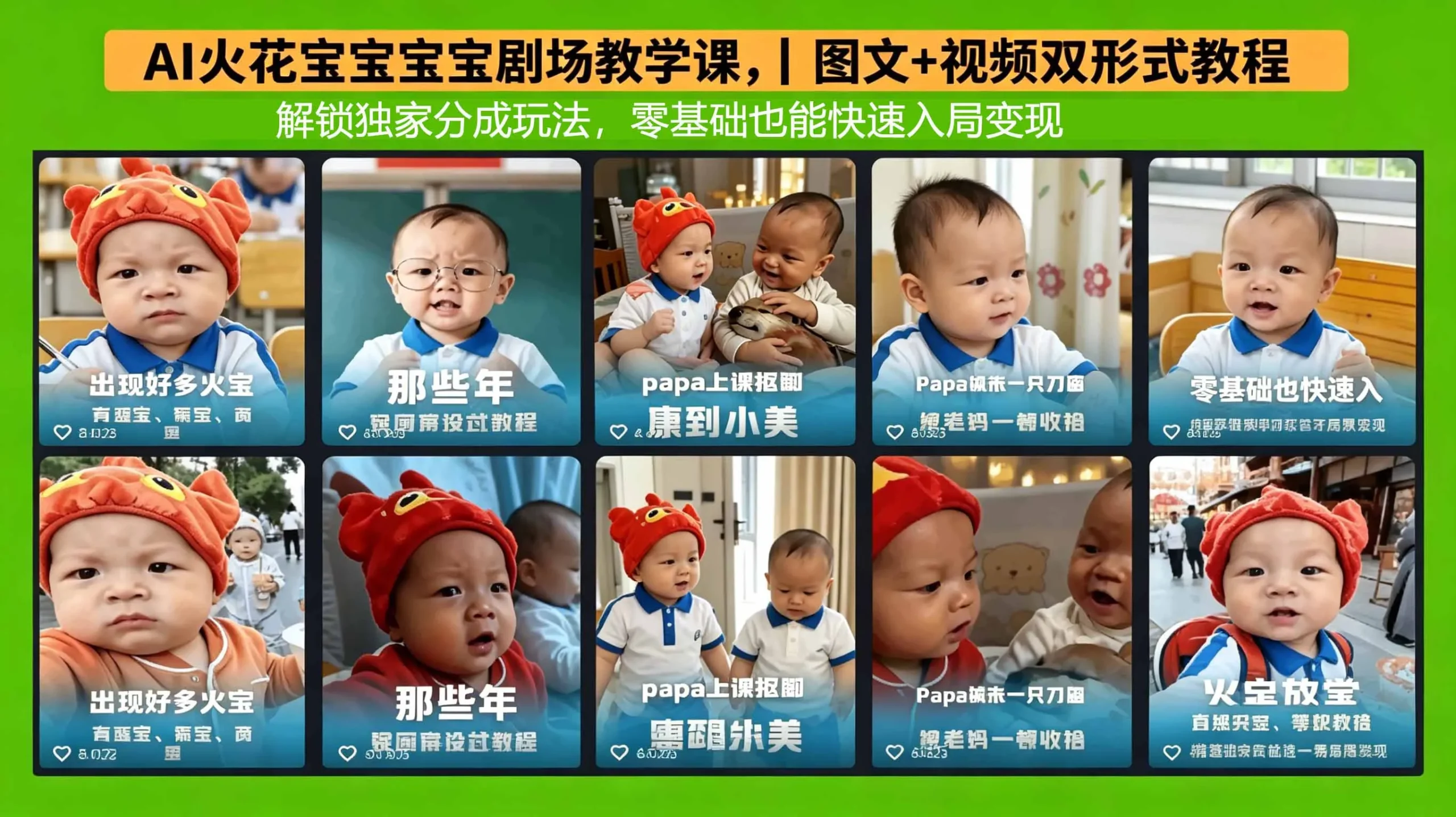 AI火花宝宝宝宝剧场教学课，图文+视频双形式教程，解锁独家分成玩法，零基础也能快速入局变现_抖汇吧