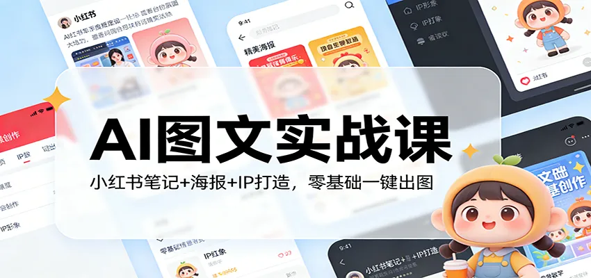 AI图文实战课:小红书笔记+海报+IP打造,零基础一键出图_抖汇吧