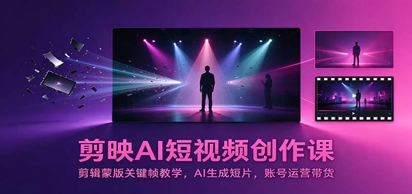 剪映AI短视频创作课：剪辑蒙版关键帧教学，AI生成短片，账号运营带货_抖汇吧