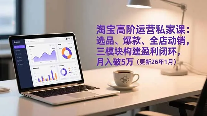 淘宝高阶运营私家课：选品、爆款、全店动销，三模块构建盈利闭环，月入破5万(更新26年1月_抖汇吧