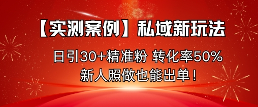 【实测案例】私域新玩法，日引30+精准粉，转化率50%，新人照做也能出单！_抖汇吧