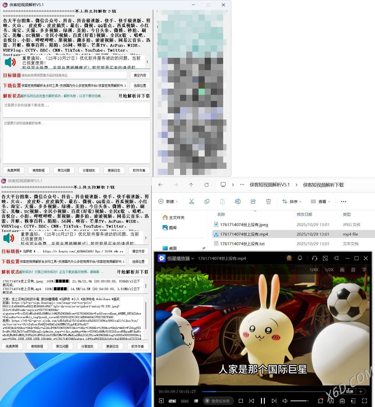 侠客多平台短视频解析去水印工具 V5.1_抖汇吧