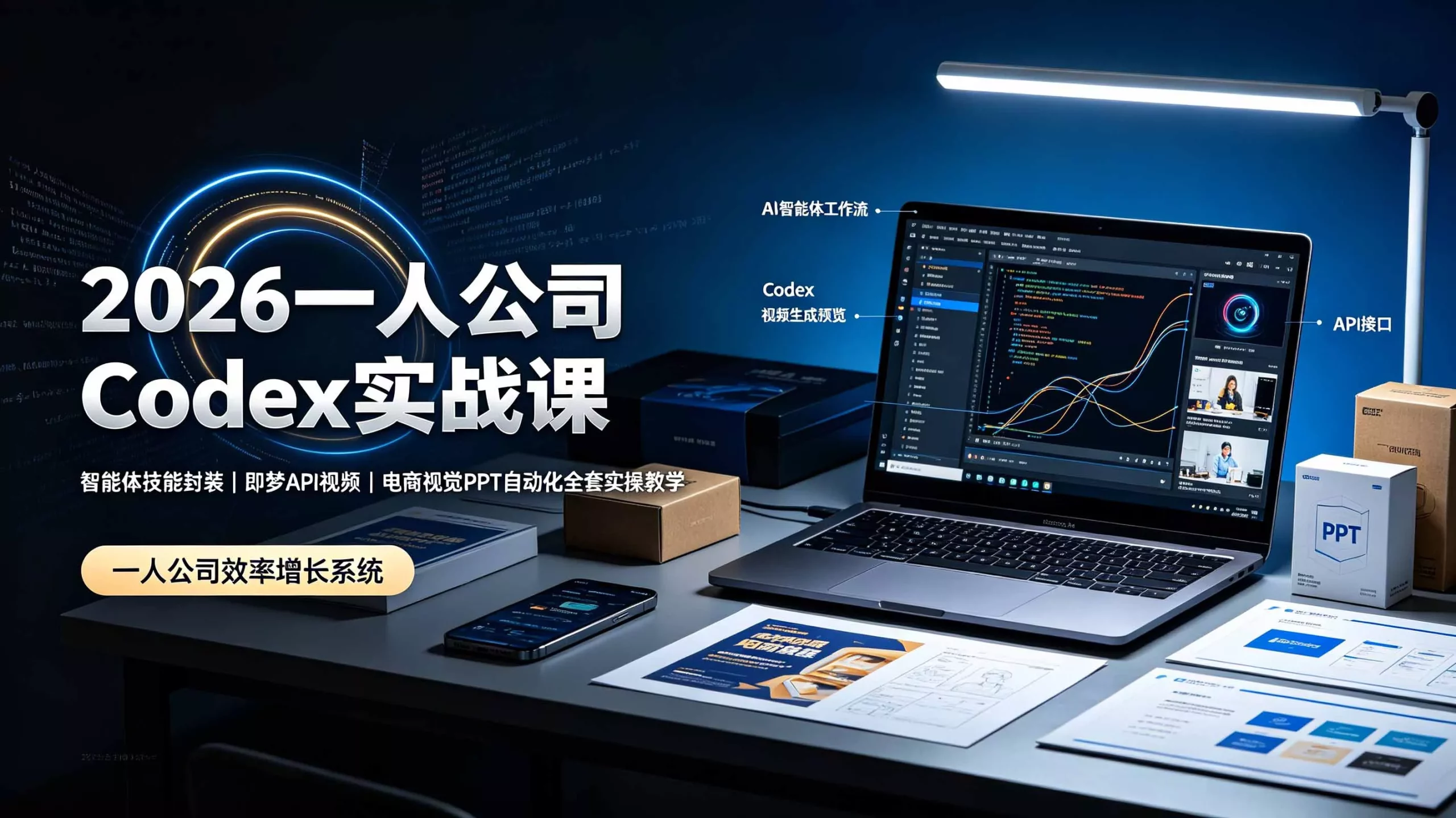 2026一人公司Codex实战课◆智能体技能封装|即梦API视频|电商视觉PPT自动化全套实操教学_抖汇吧