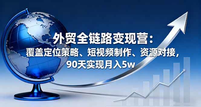 （16173期）外贸全链路变现营：覆盖定位策略、短视频制作、资源对接，90天实现月入5w_抖汇吧