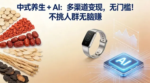 中式养生+AI：多渠道变现，无门槛，不挑人群无脑賺_抖汇吧