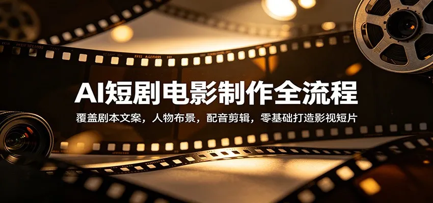 AI短剧电影制作全流程：覆盖剧本文案，人物布景，配音剪辑，零基础打造影视短片_抖汇吧