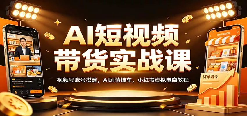 AI短视频带货实战课：视频号账号搭建，AI剧情挂车，小红书虚拟电商教程_抖汇吧
