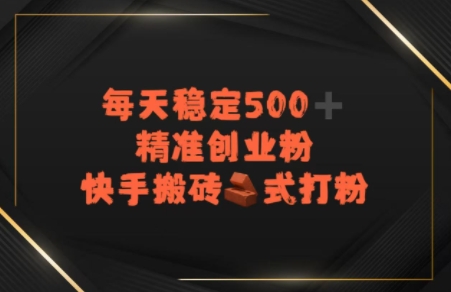 快手搬砖式打粉，每天稳定500+精准创业粉_抖汇吧