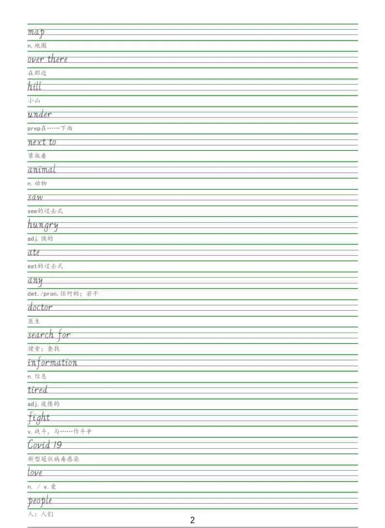 五年级下英语手写体字帖《闽教版》_抖汇吧