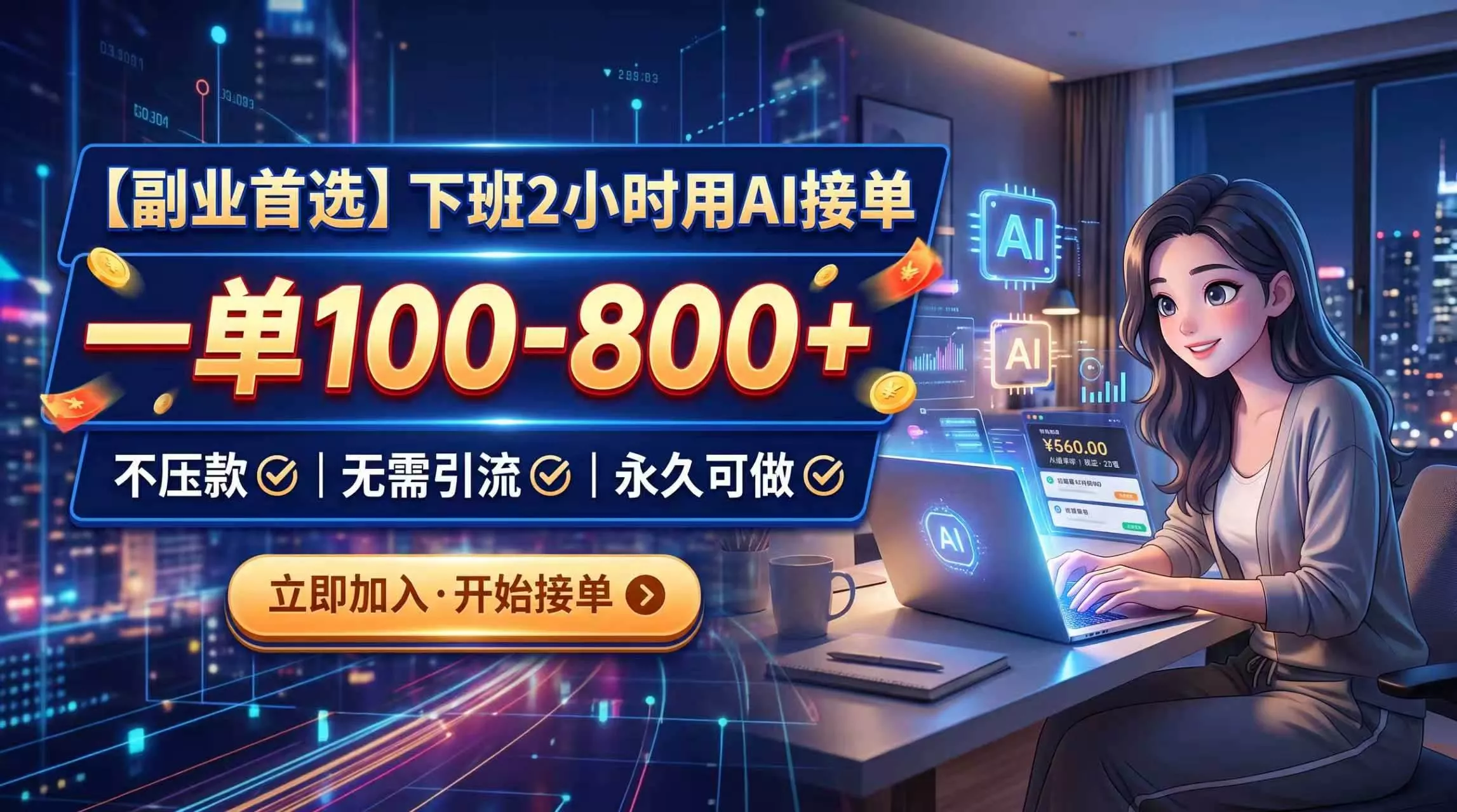 （20243期）下班2小时用AI接单，一单100-800+，不压款，无需引流，永久可做_抖汇吧