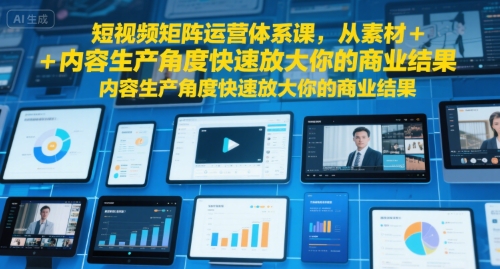 短视频矩阵运营体系课，从素材+内容生产角度快速放大你的商业结果_抖汇吧
