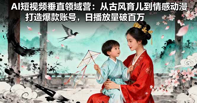 （16195期）AI短视频垂直领域营：从古风育儿到情感动漫，打造爆款账号,日播放量破百万_抖汇吧