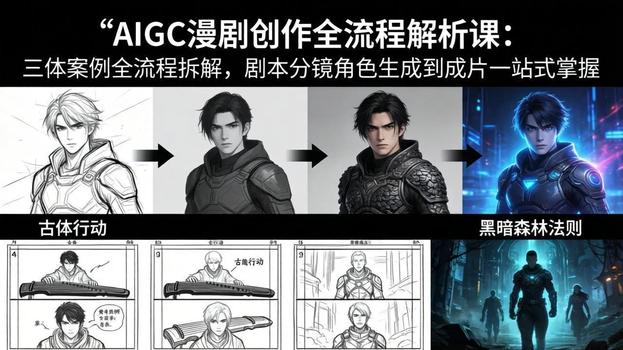 AIGC漫剧创作全流程解析课：三体案例全流程拆解，剧本分镜角色生成到成片一站式掌握_抖汇吧