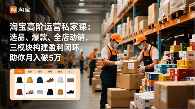 淘宝高阶运营私家课：选品、爆款、全店动销，三模块构建盈利闭环，助你月入破5万(更新12月_抖汇吧