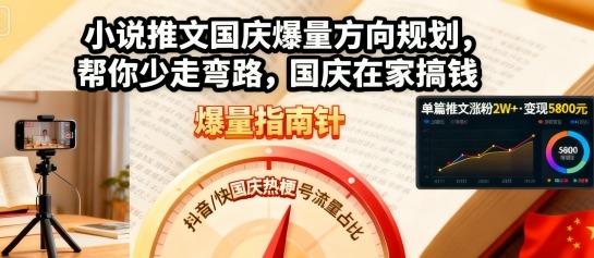 小说推文国庆爆量方向规划，帮你少走弯路，国庆在家搞钱_抖汇吧