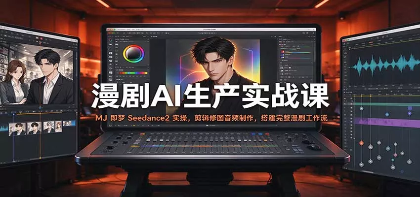 漫剧AI生产实战课：MJ 即梦 Seedance2 实操，剪辑修图音频制作，搭建完整漫剧工作流_抖汇吧