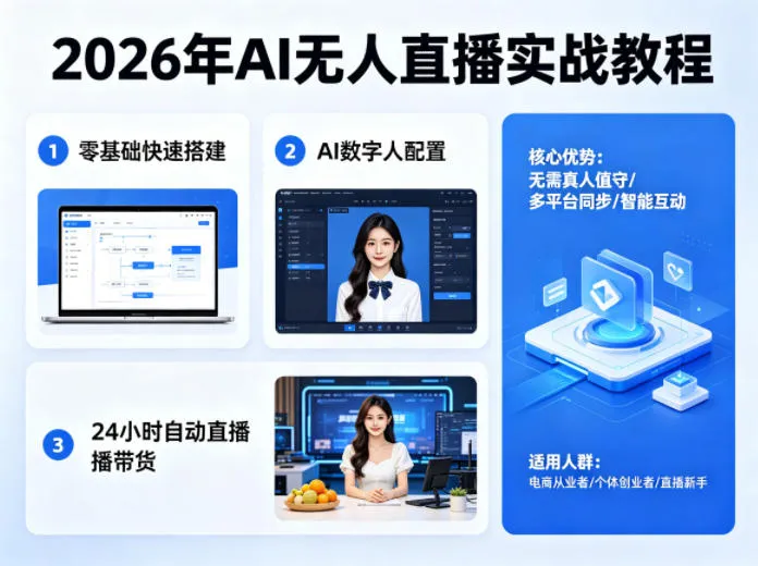 2026年AI无人直播实战教程，零基础也能快速搭建AI数字人无人直播间，实现24小时自动直播带货_抖汇吧