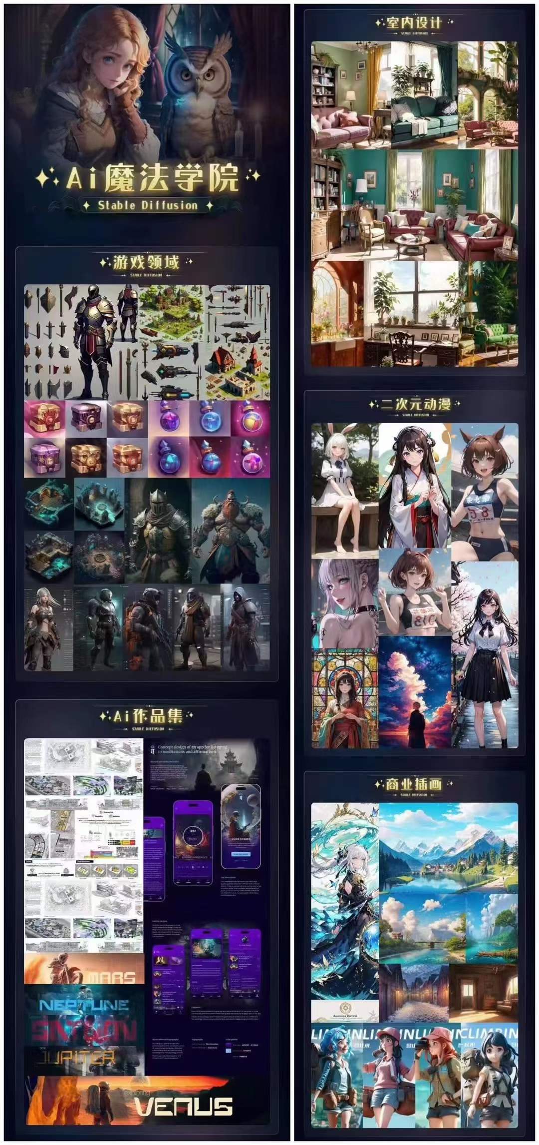 图片[2]-Ai魔法绘画 Stable Diffusion专业课 高效辅助Ui/运营作品集 0到精通系统课