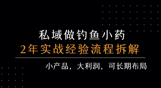 私域做钓鱼小药 每单利润3张+ 详细流程拆解_抖汇吧
